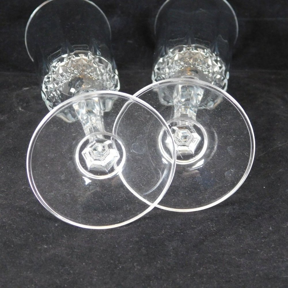 Set of 2 Cut Crystal Champagne Flutes 8.5 in tall Hexagonal Stem Brilliant Cut - Picture 8 of 9